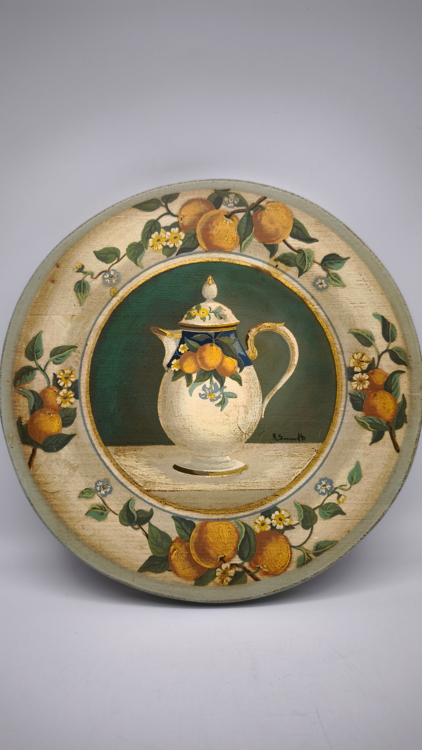 87937 Quadretto su legno dipinto, Rita Simonetto (arance)