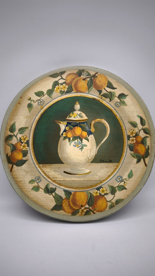 87937 Quadretto su legno dipinto, Rita Simonetto (arance)