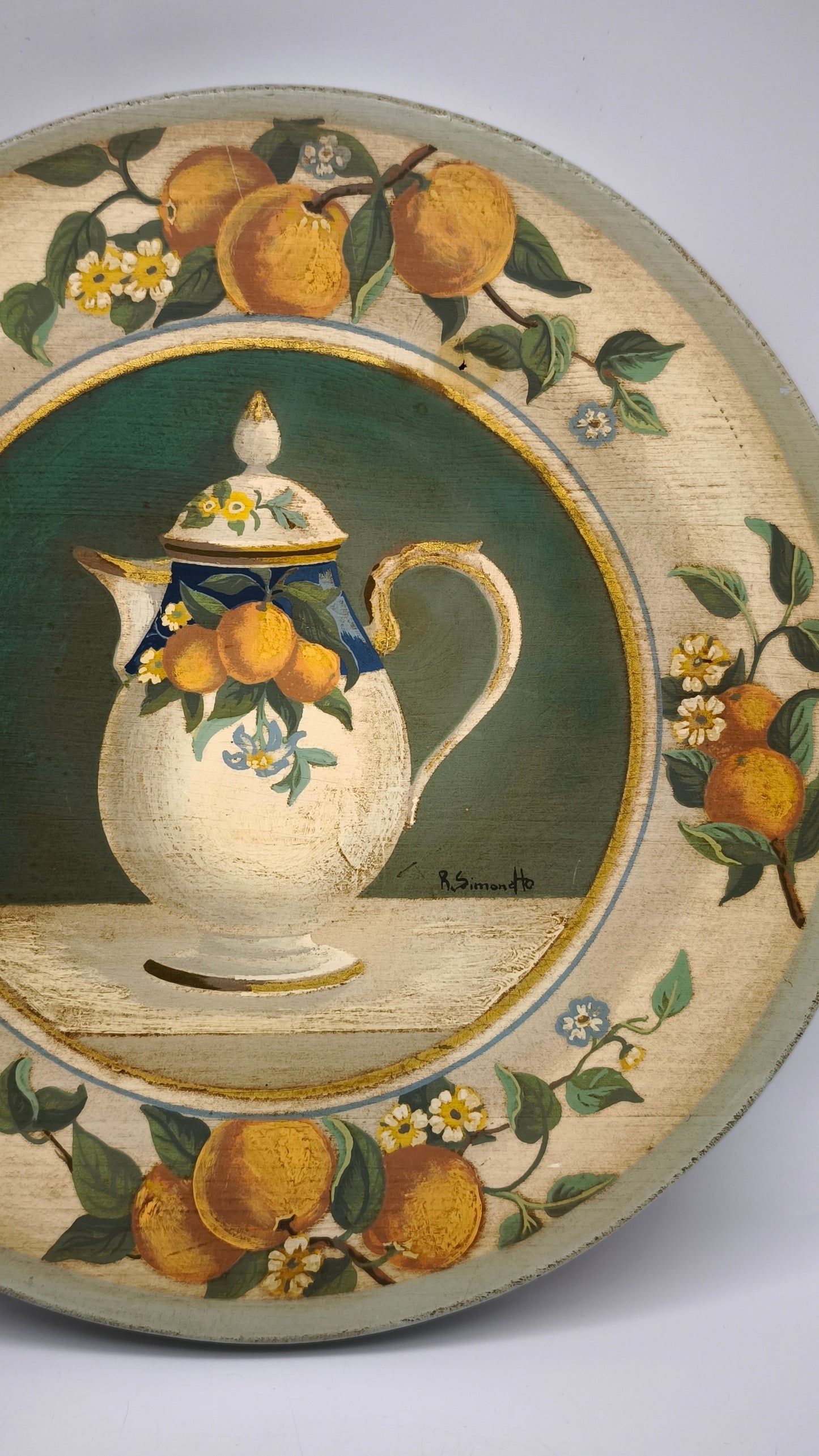 87937 Quadretto su legno dipinto, Rita Simonetto (arance)