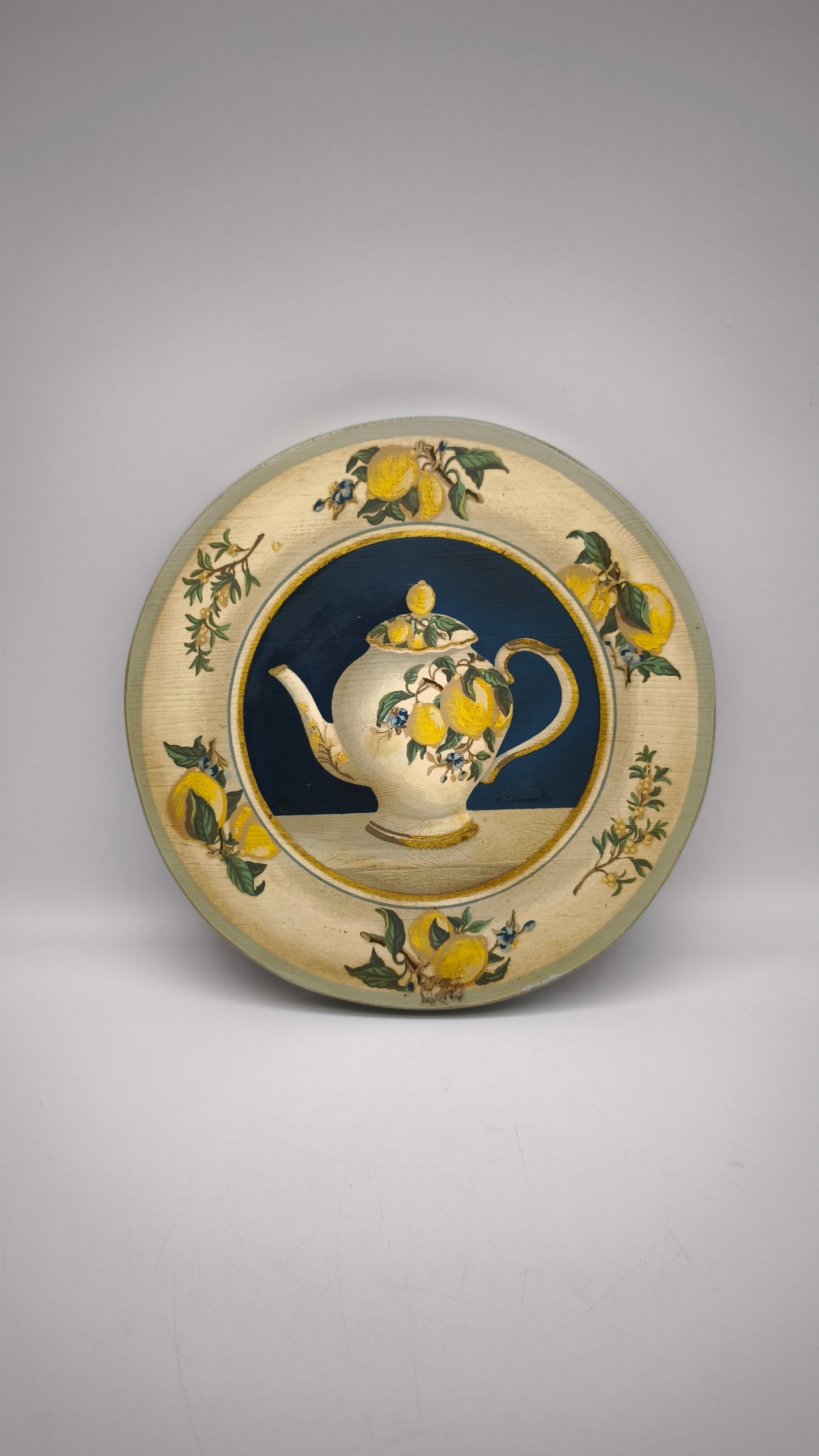 87937 Quadretto su legno dipinto, Rita Simonetto (limoni)