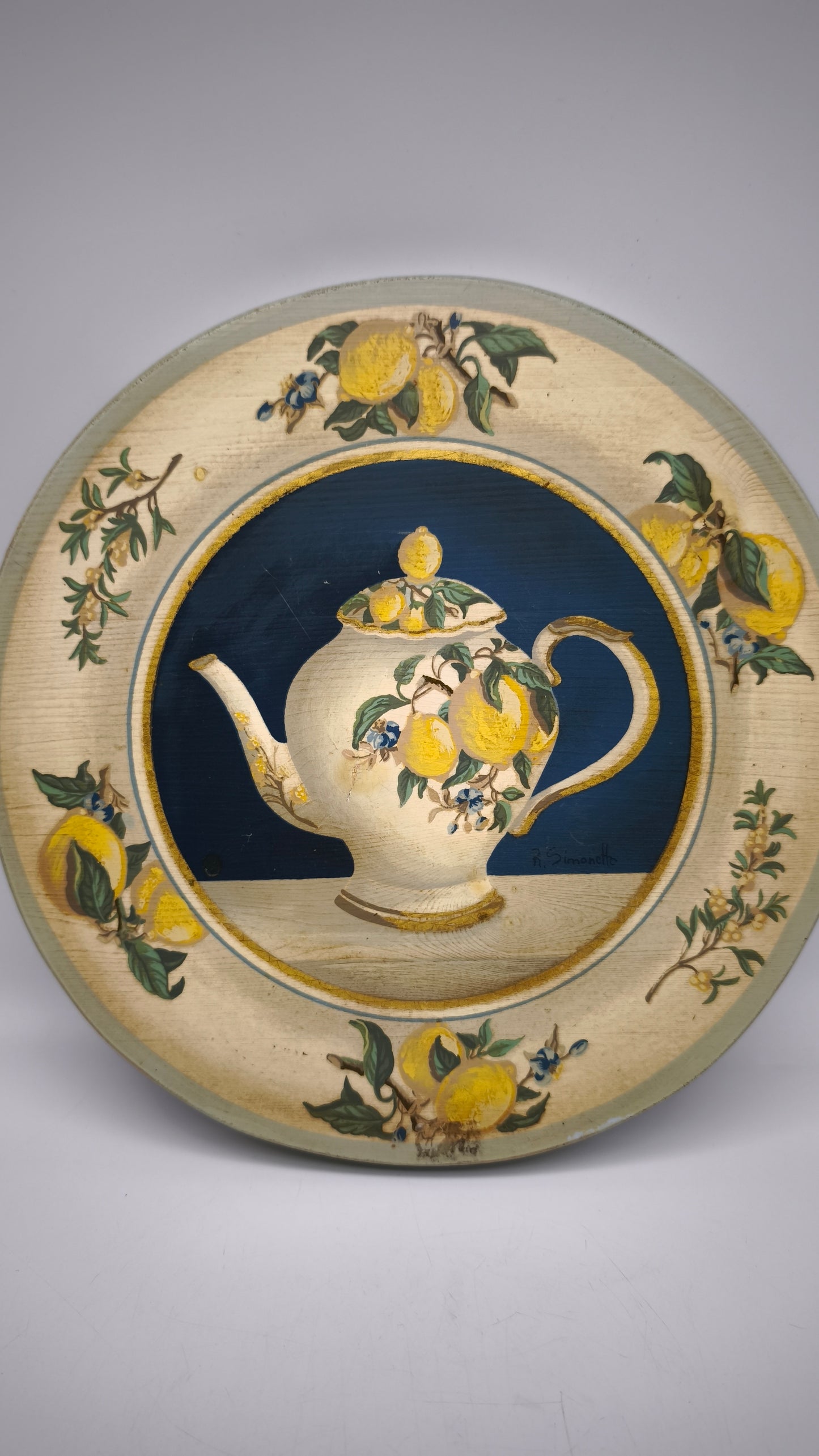 87937 Quadretto su legno dipinto, Rita Simonetto (limoni)