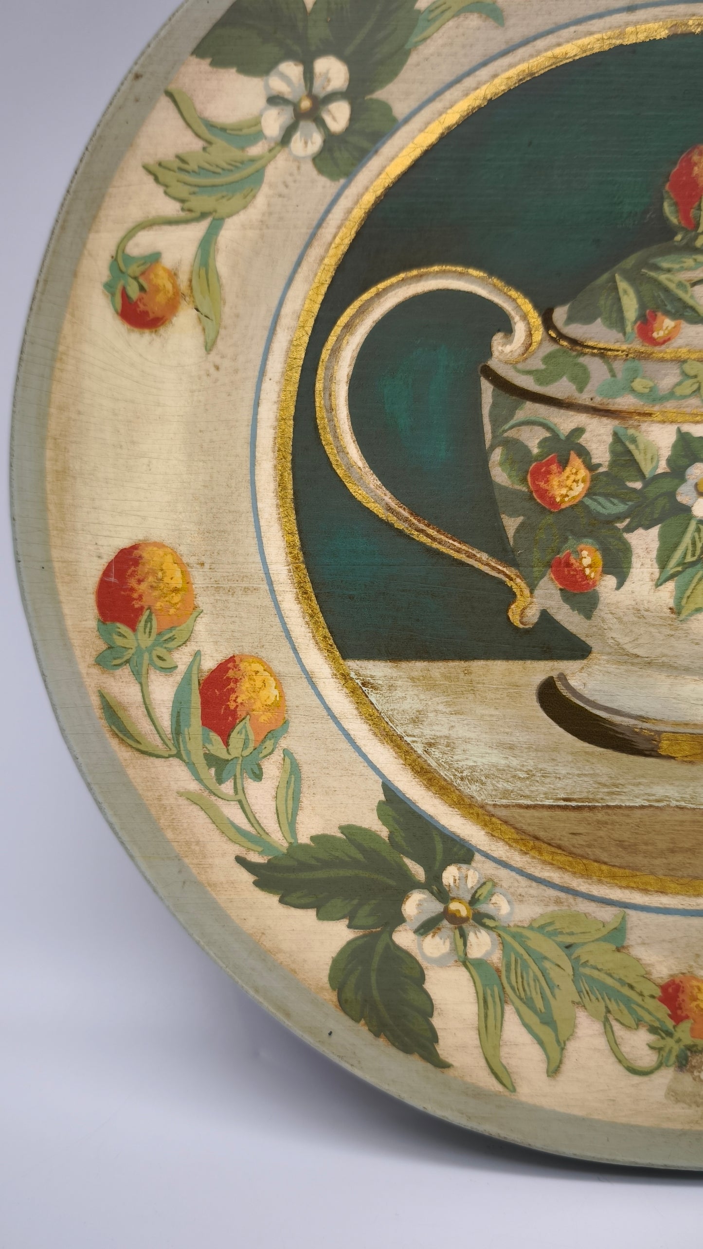 87937 Quadretto su legno dipinto, Rita Simonetto (fragole)