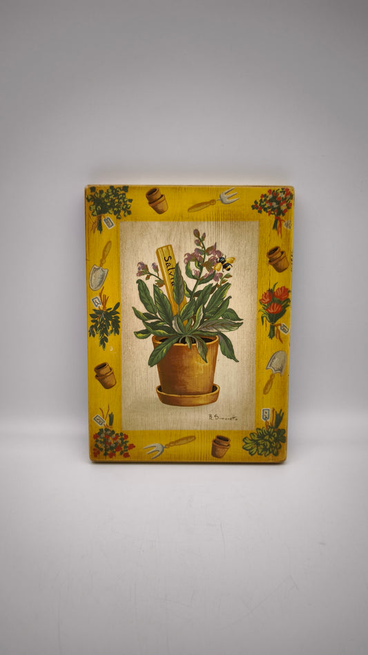 87937 Quadretto su legno dipinto, Rita Simonetto, Salvia