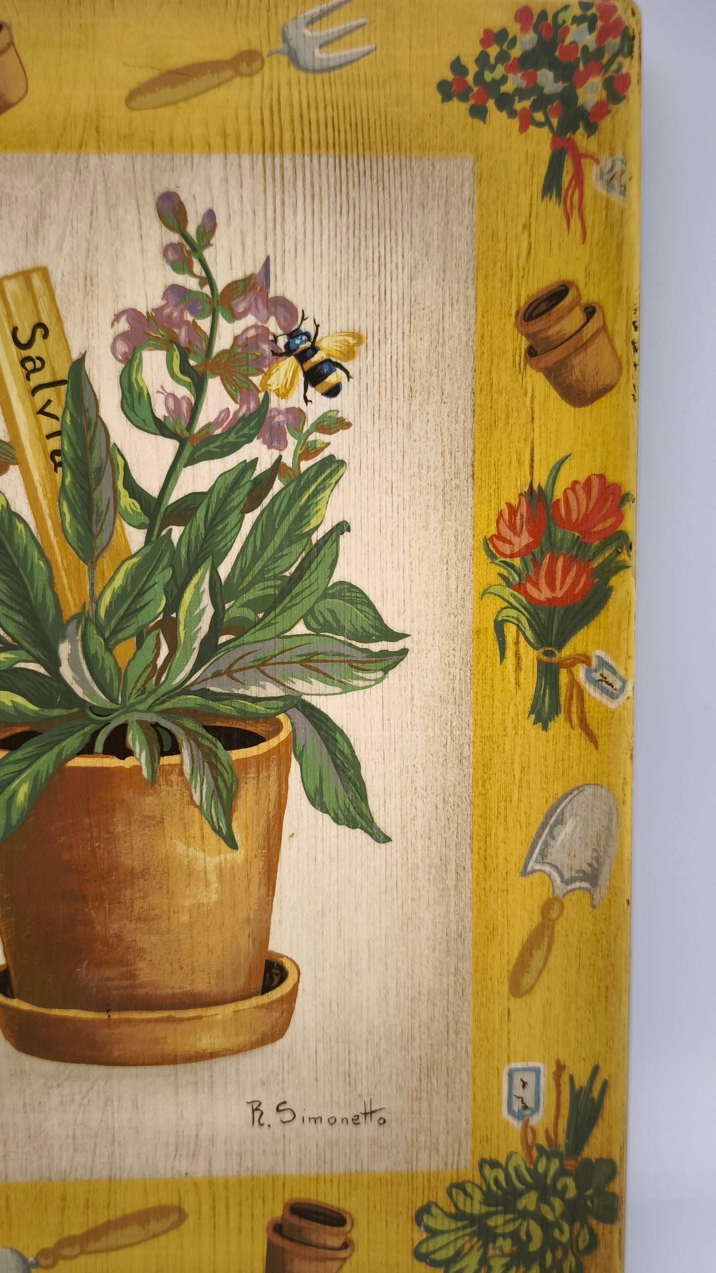 87937 Quadretto su legno dipinto, Rita Simonetto, Salvia