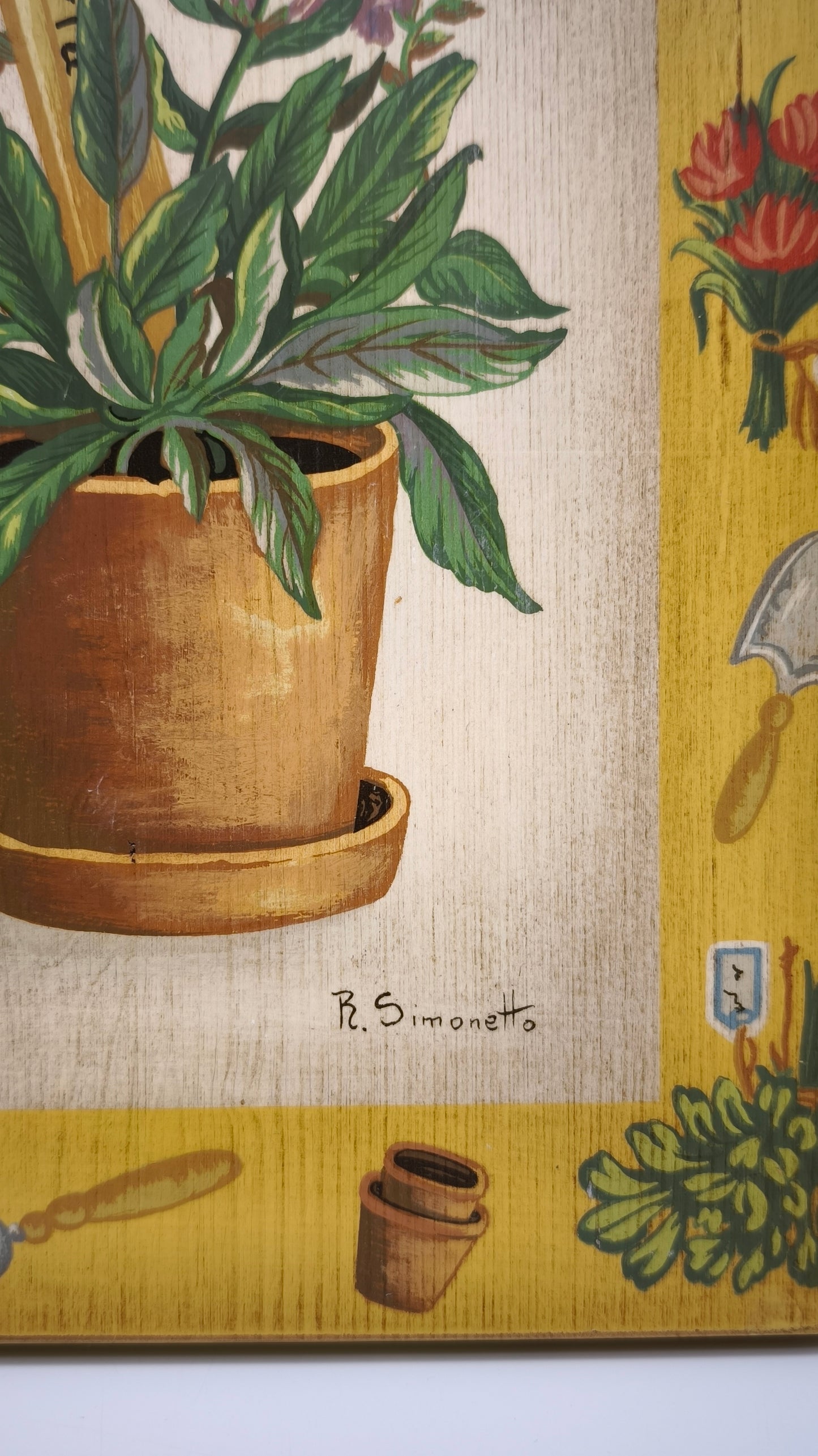 87937 Quadretto su legno dipinto, Rita Simonetto, Salvia