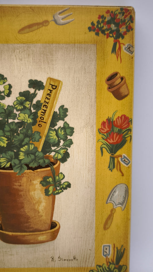 87937 Quadretto su legno dipinto, Rita Simonetto, Prezzemolo