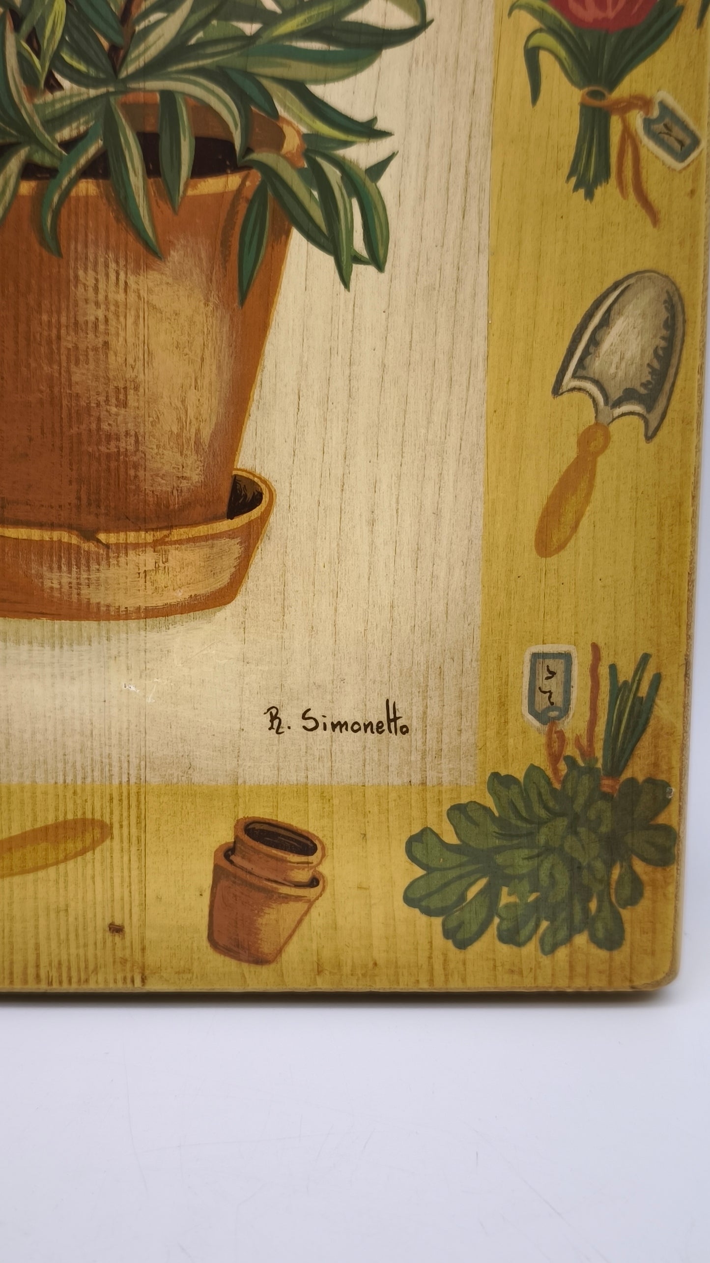 87937 Quadretto su legno dipinto, Rita Simonetto, Rosmarino