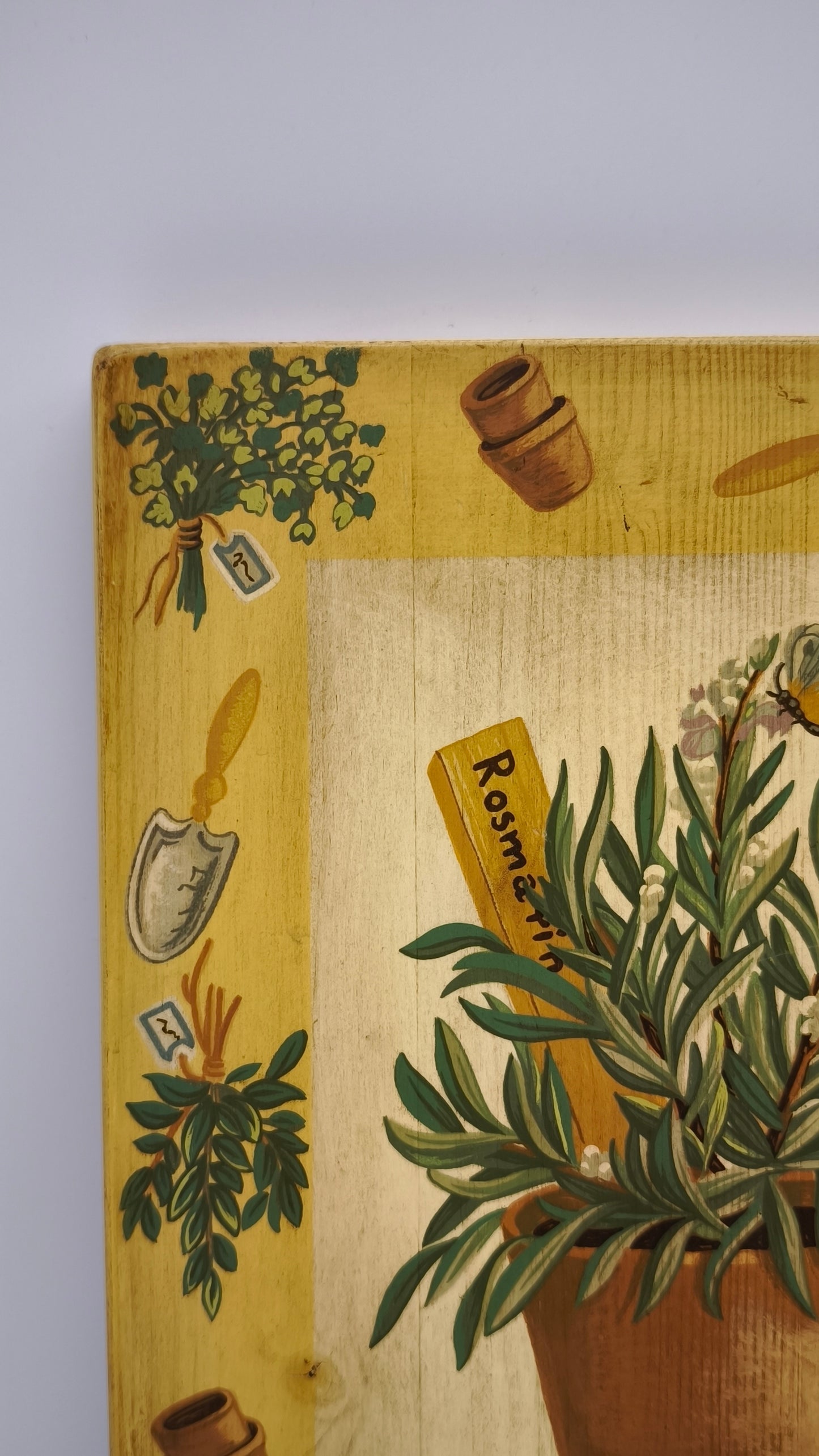 87937 Quadretto su legno dipinto, Rita Simonetto, Rosmarino