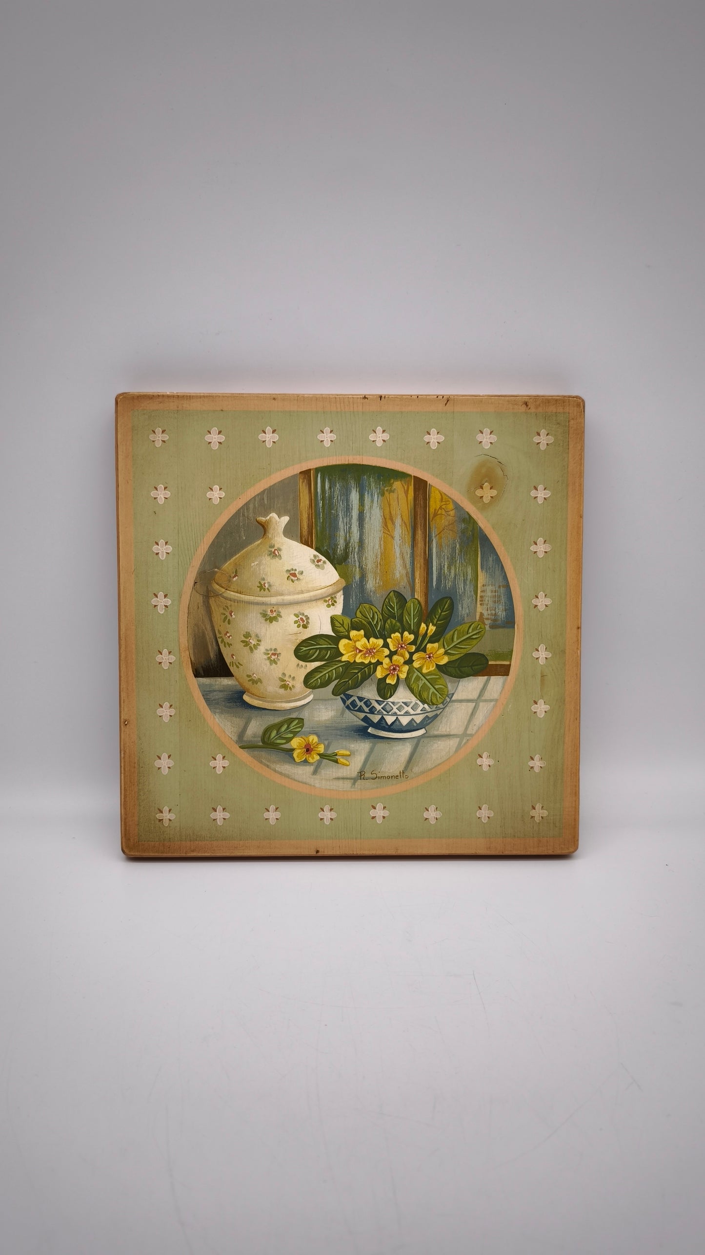 87937 Quadretto su legno dipinto con fori, Rita Simonetto