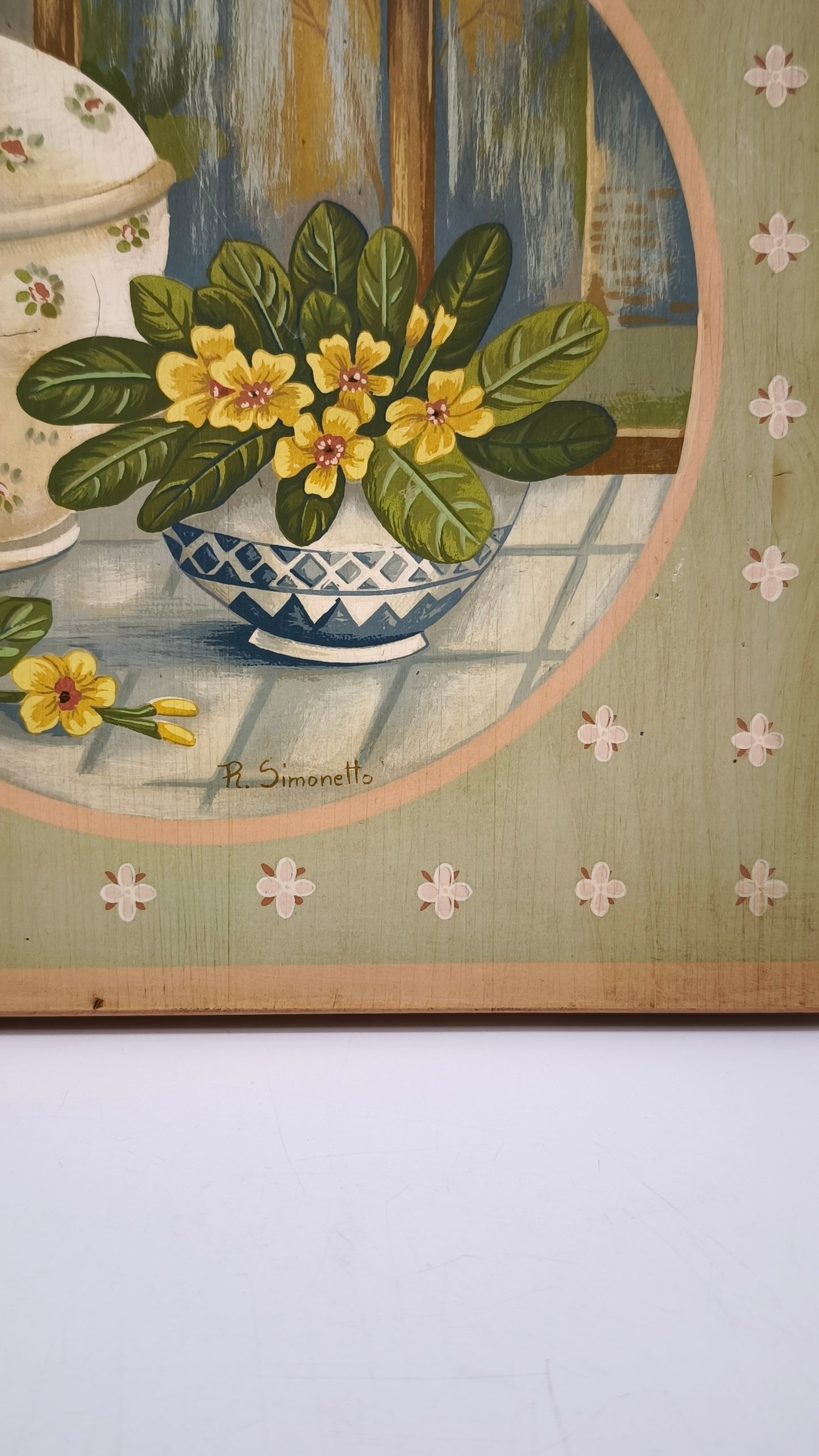 87937 Quadretto su legno dipinto con fori, Rita Simonetto