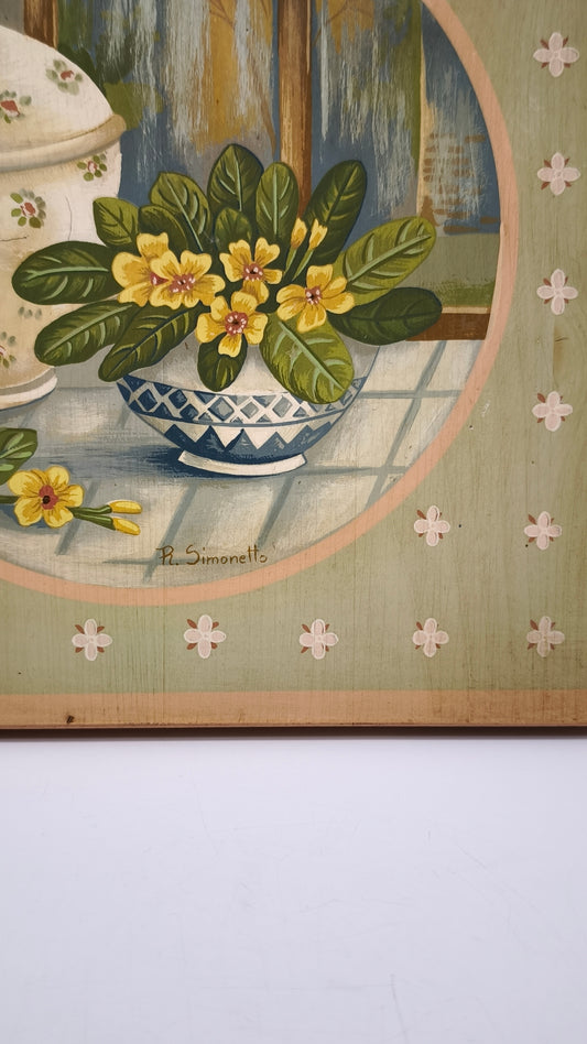 87937 Quadretto su legno dipinto con fori, Rita Simonetto