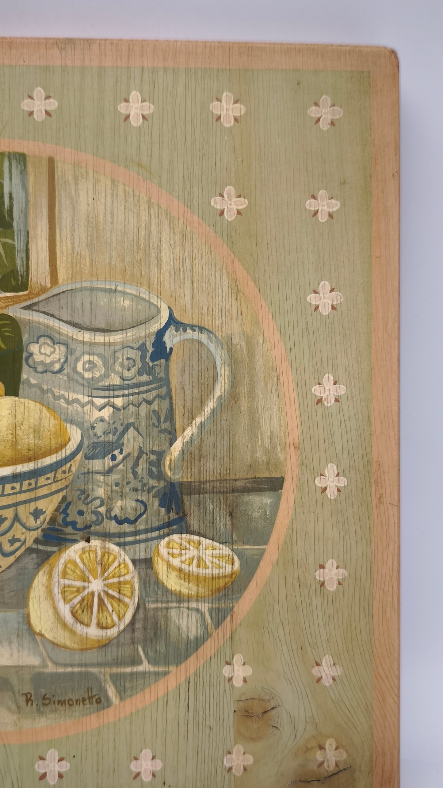 87937 Quadretto su legno dipinto con limoni, Rita Simonetto