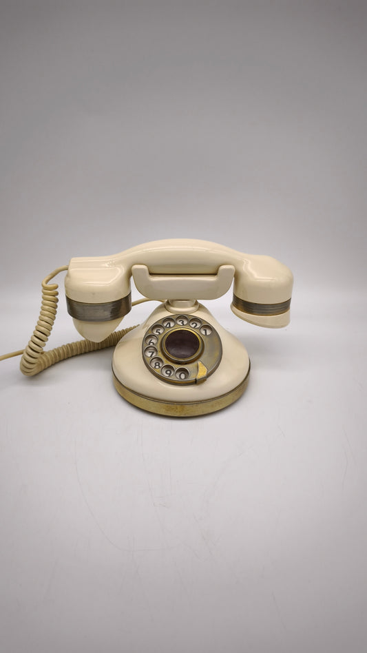87876 Telefono vintage Telcer Sip a ruota, colore beige, anni '70