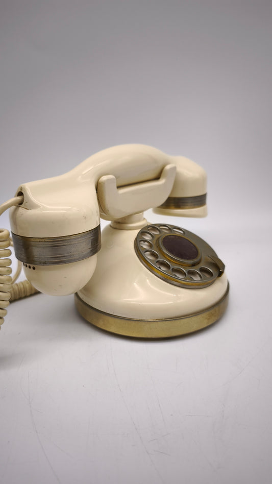 87876 Telefono vintage Telcer Sip a ruota, colore beige, anni '70