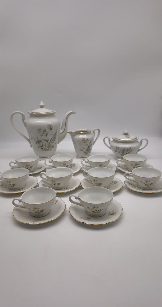 88323 Servizio da caffè per 10 persone in ceramica con decoro a motivo floreale