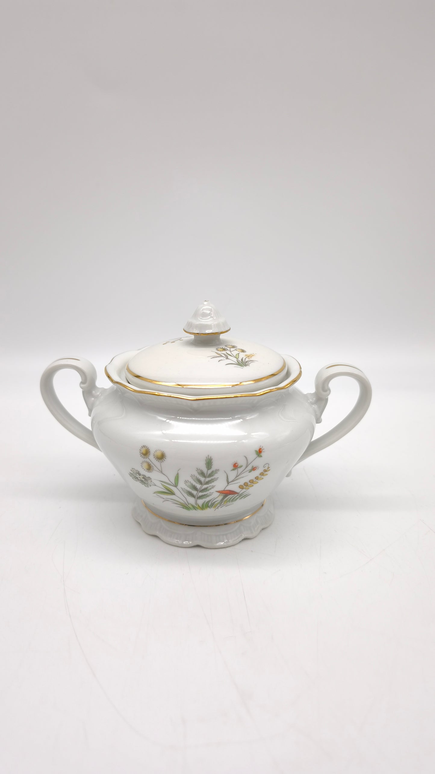 88323 Servizio da caffè per 10 persone in ceramica con decoro a motivo floreale