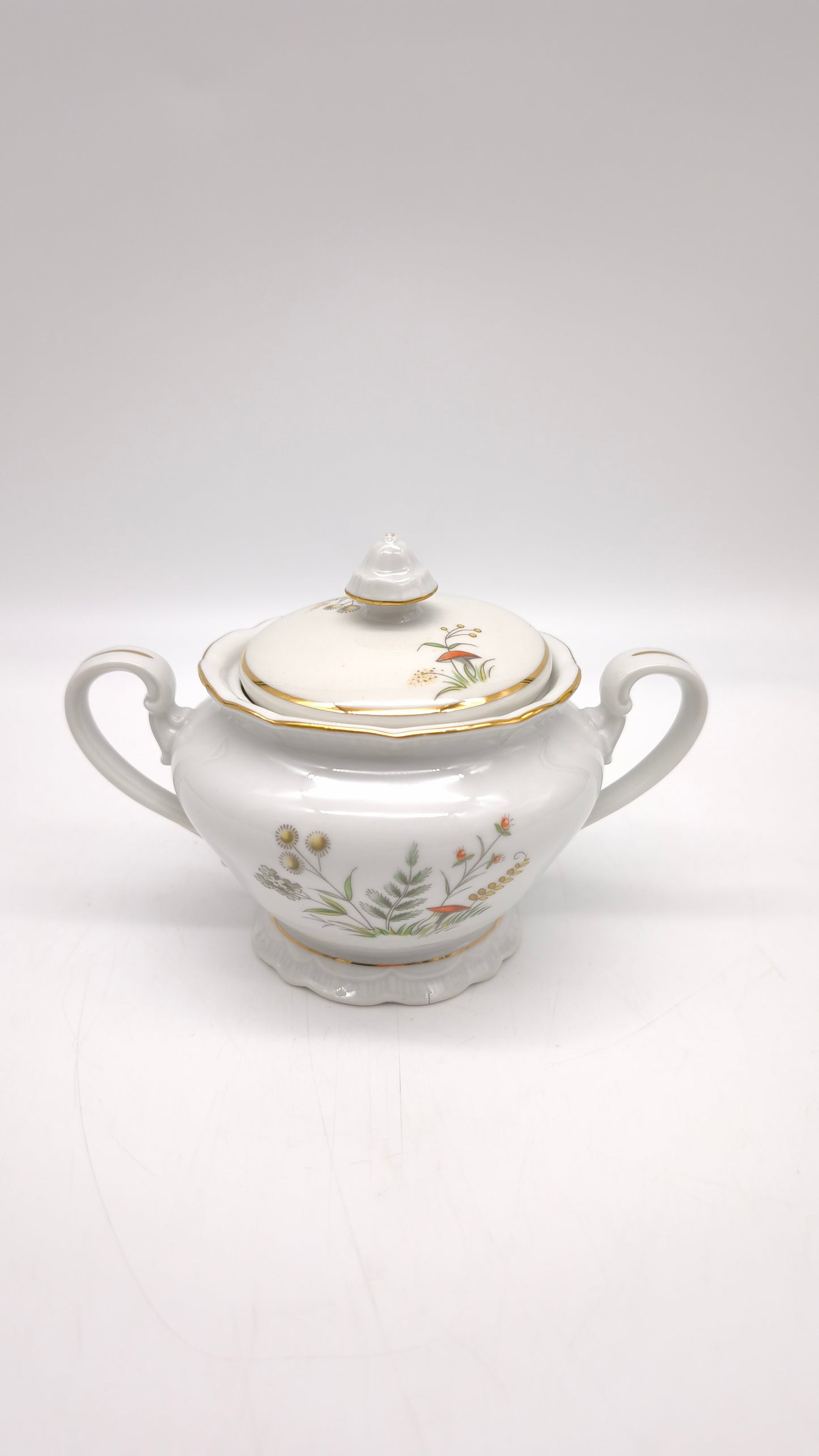 88323 Servizio da caffè per 10 persone in ceramica con decoro a motivo floreale