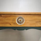 88357 Tavolo in legno massello con cassetto frontale e base dipinta verde