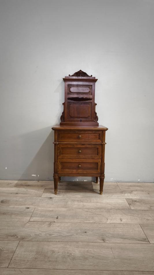 88255 Comodino in legno a 3 cassetti con alzatina