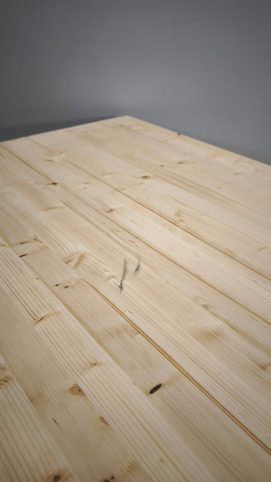 88408 Tavolo rustico in legno con base bianca