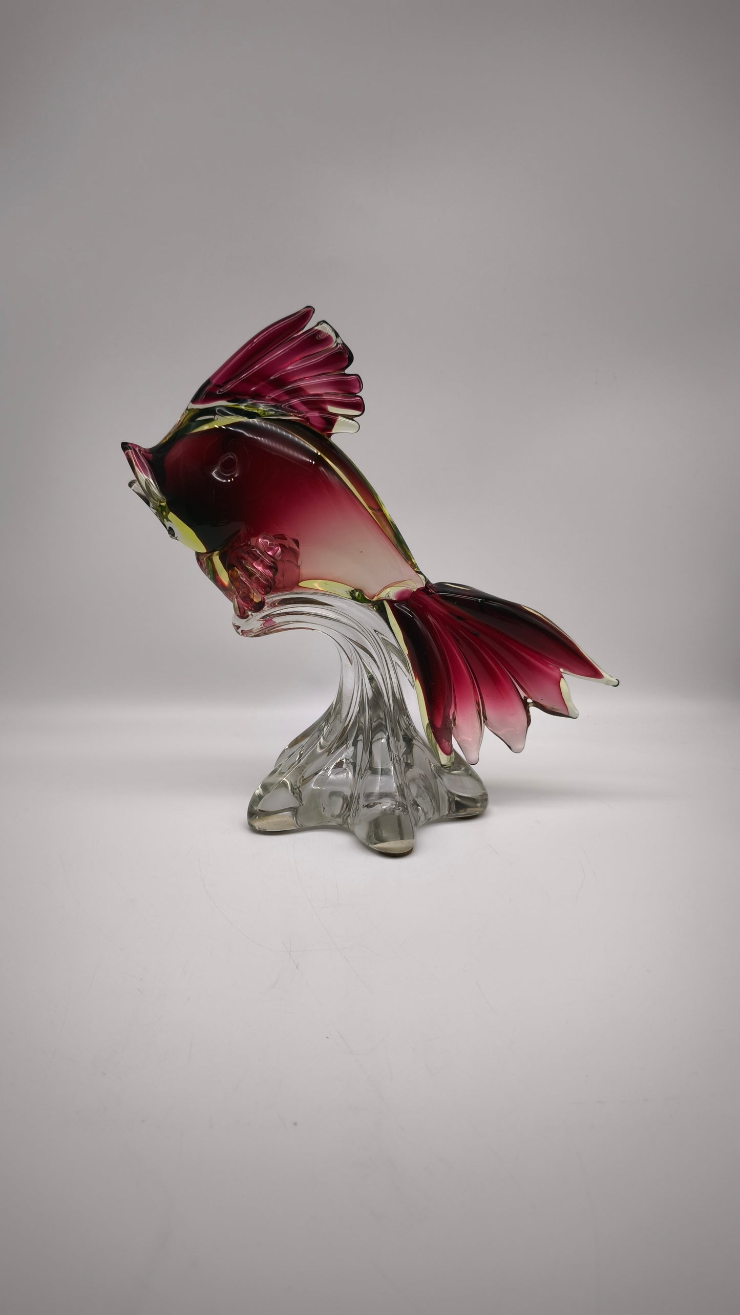 88552 Pesce in vetro rosso e verde