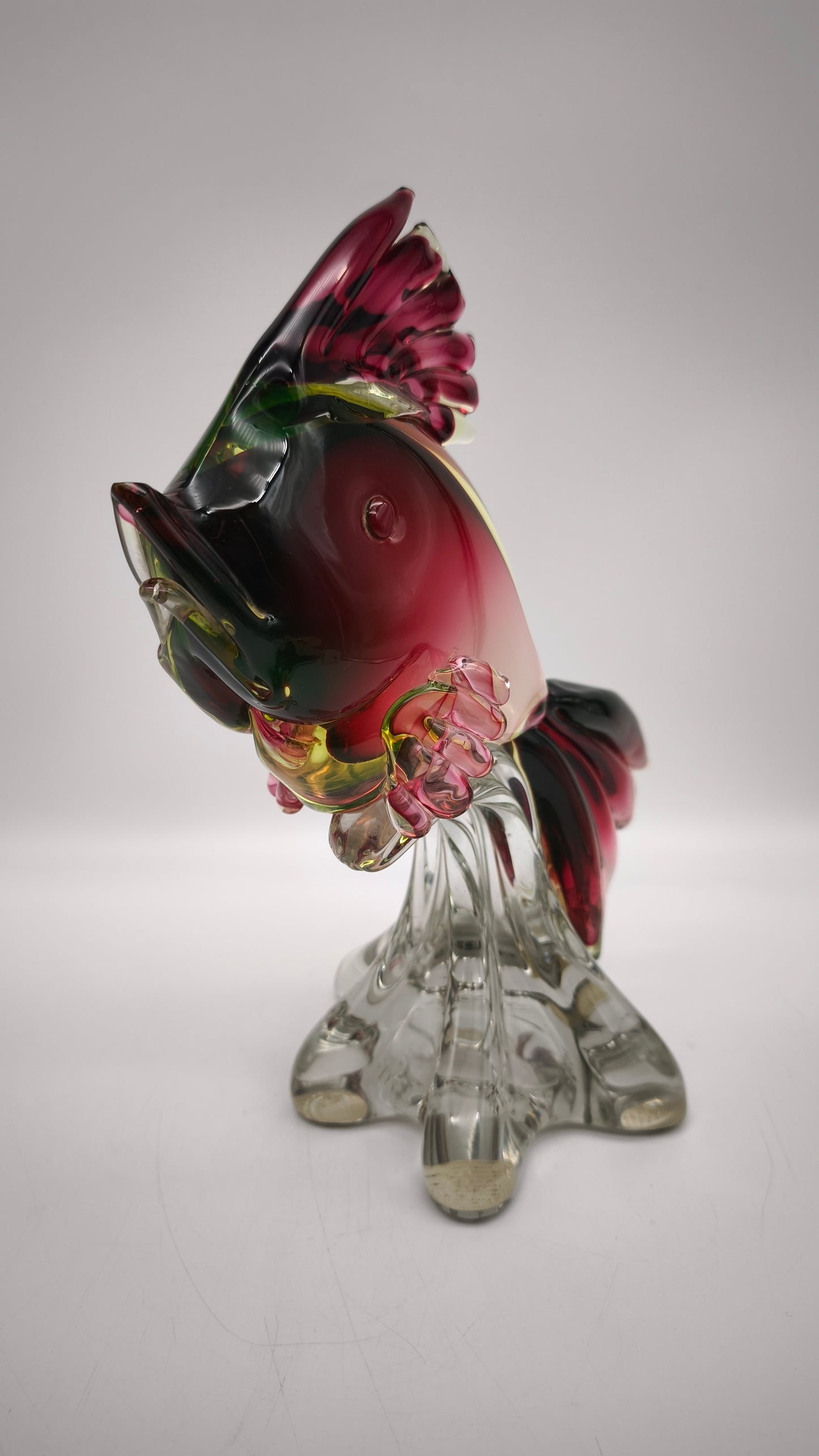 88552 Pesce in vetro rosso e verde