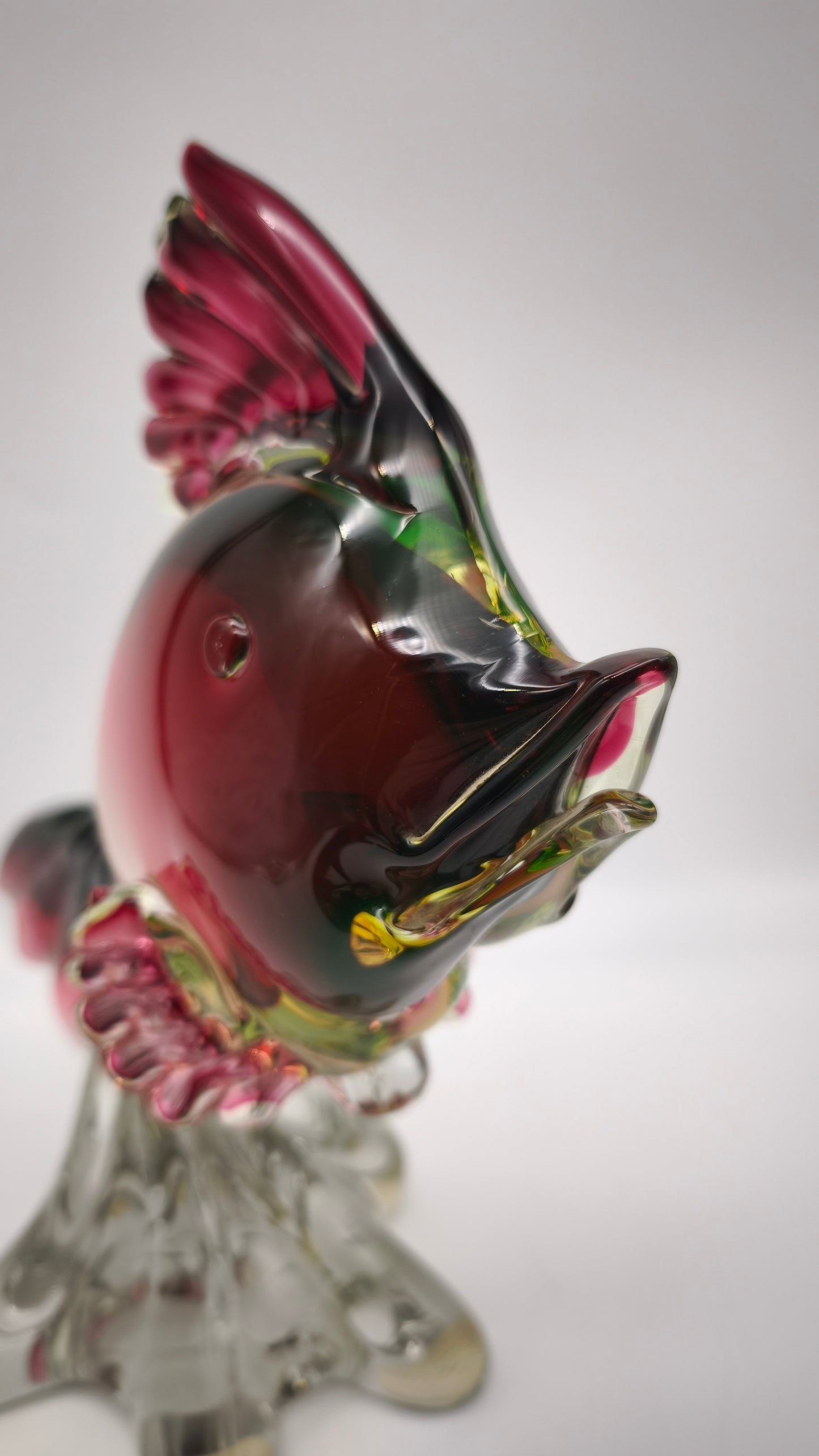 88552 Pesce in vetro rosso e verde