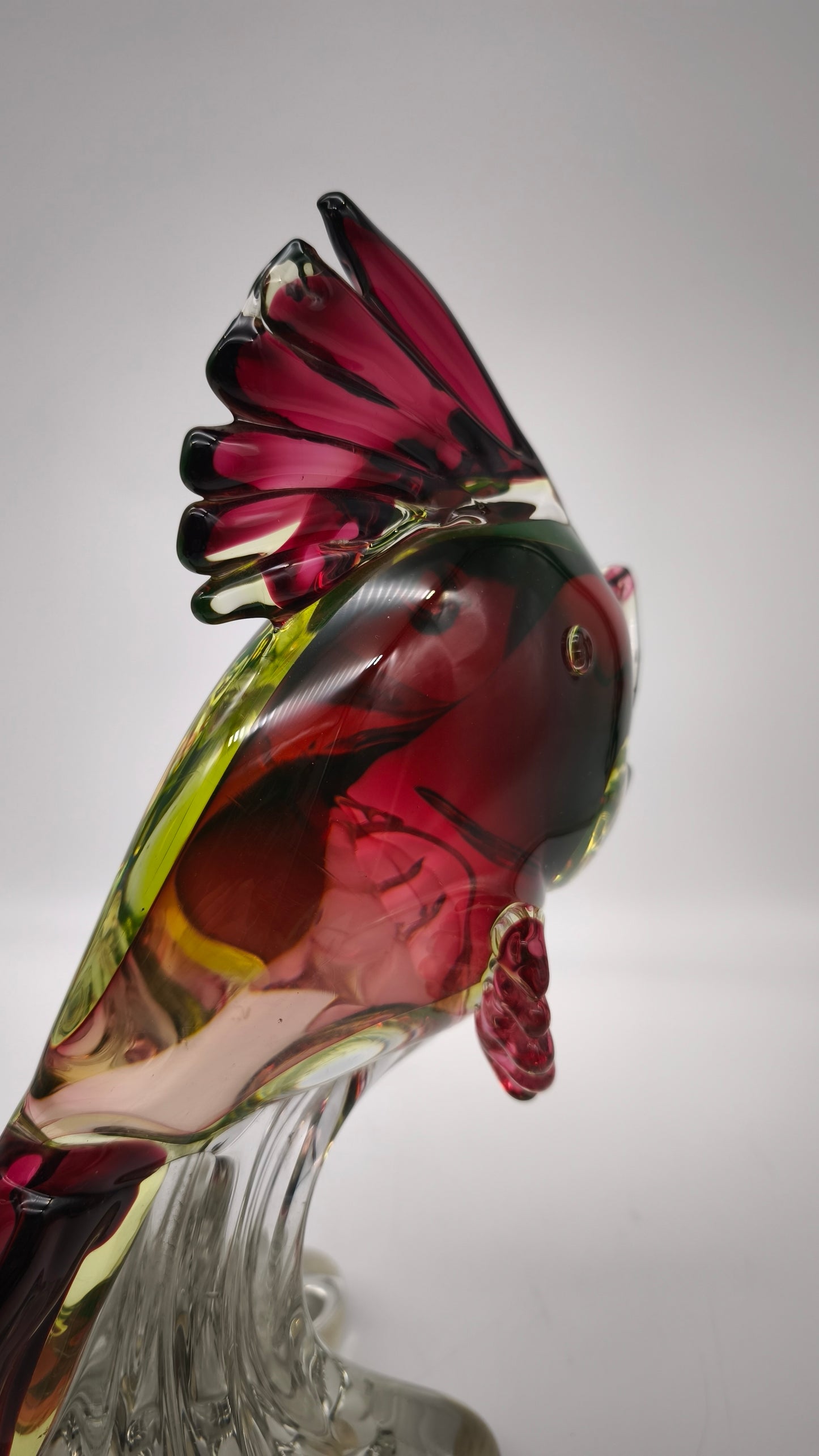 88552 Pesce in vetro rosso e verde