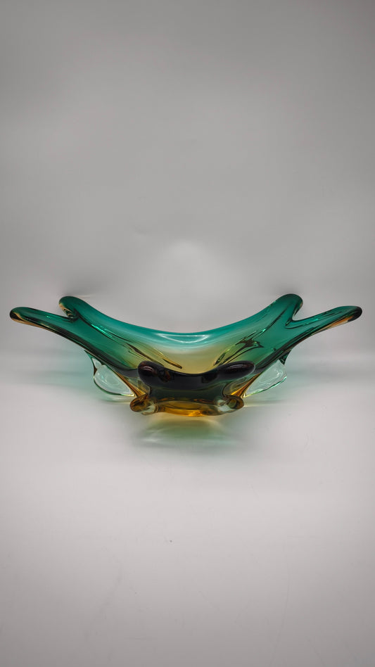 88551 Centrotavola in vetro verde e arancio