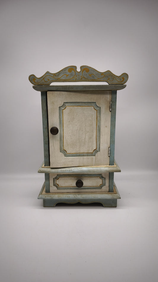 88560 Miniatura armadio in legno bianco e celeste
