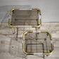 88546 Set n 2 tavolini in ottone e vetro con dettagli in plexiglass