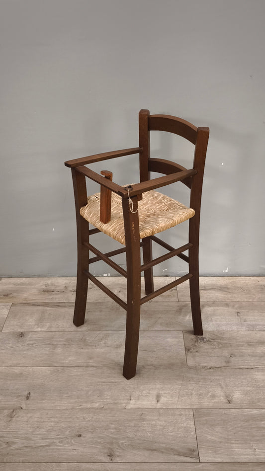 88729 Seggiolone in legno e paglia