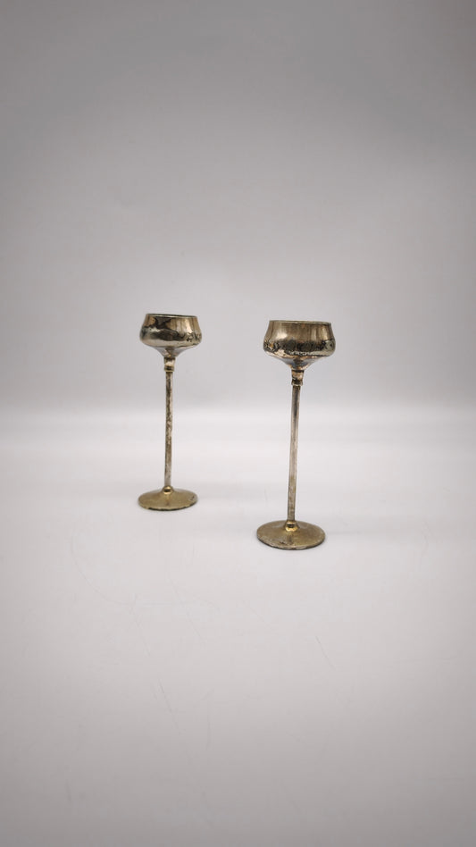 88848 Coppia di porta candela Meneses silver plated