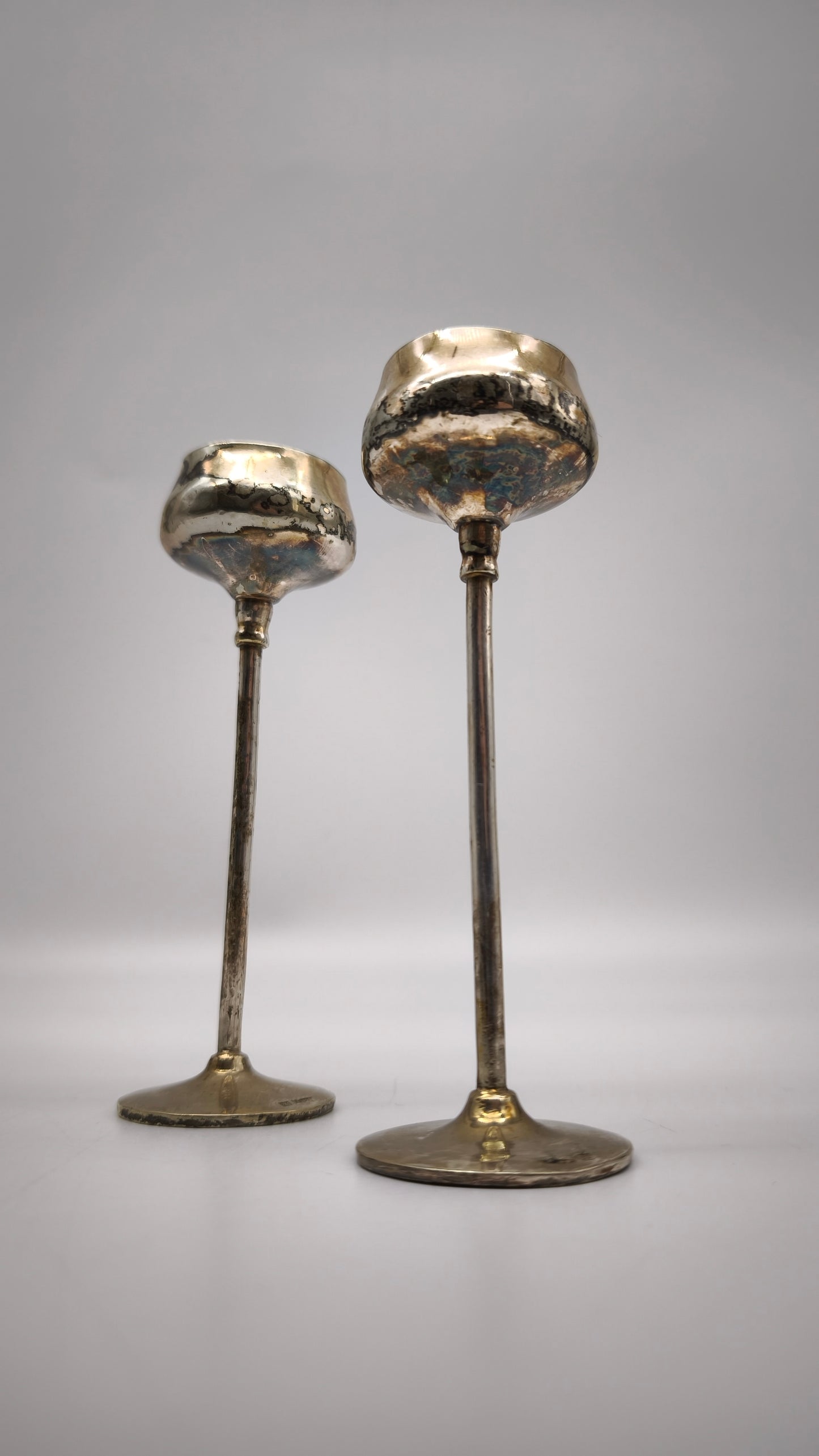 88848 Coppia di porta candela Meneses silver plated