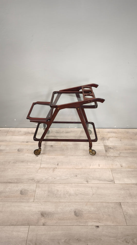 89133 Carrello vintage in legno e vetro
