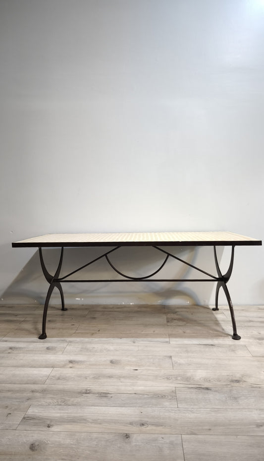 89161 Tavolo da giardino con piano in ferro e piano in mosaico