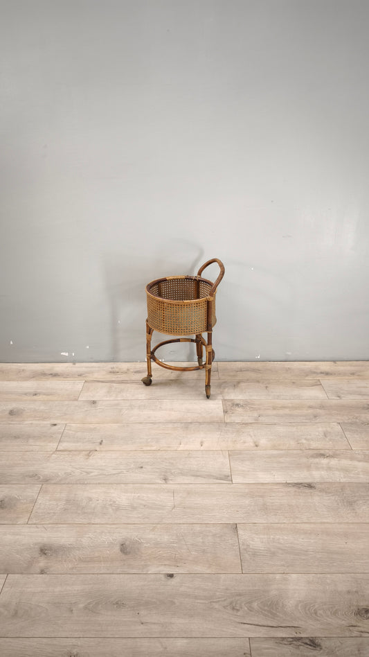 89160 Carrellino rotondo in paglia