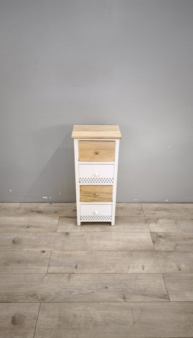 89202 Piccola cassettiera in legno bianca e marrone