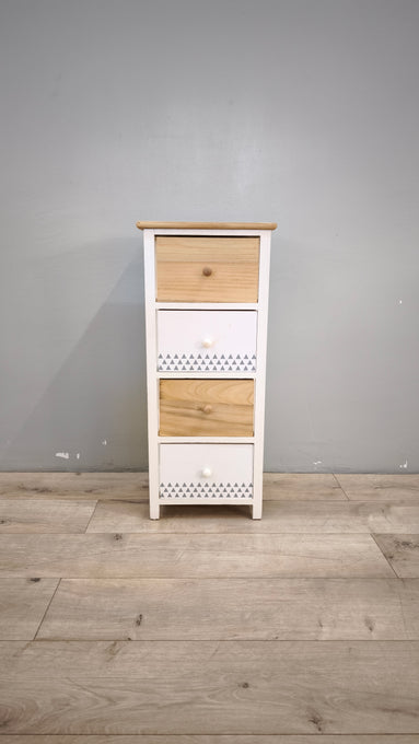 89202 Piccola cassettiera in legno bianca e marrone