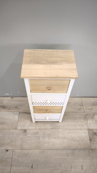 89202 Piccola cassettiera in legno bianca e marrone