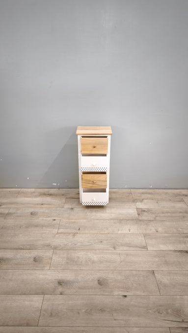89202 Piccola cassettiera in legno bianca e marrone
