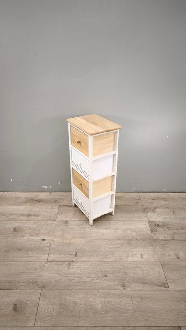 89202 Piccola cassettiera in legno bianca e marrone