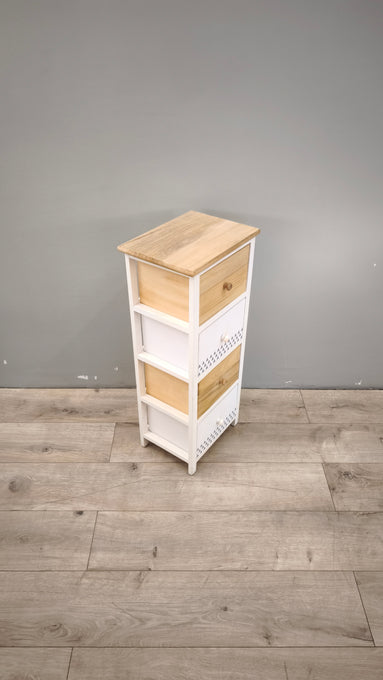 89202 Piccola cassettiera in legno bianca e marrone