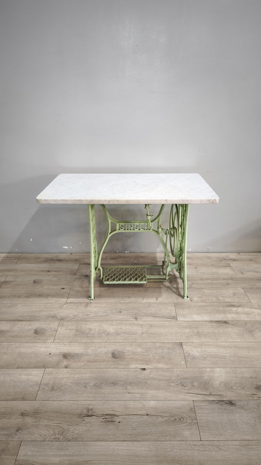 89124 Base Singer verde in ghisa con piano in marmo grigio