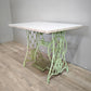 89214 Base Singer verde in ghisa con piano in marmo grigio