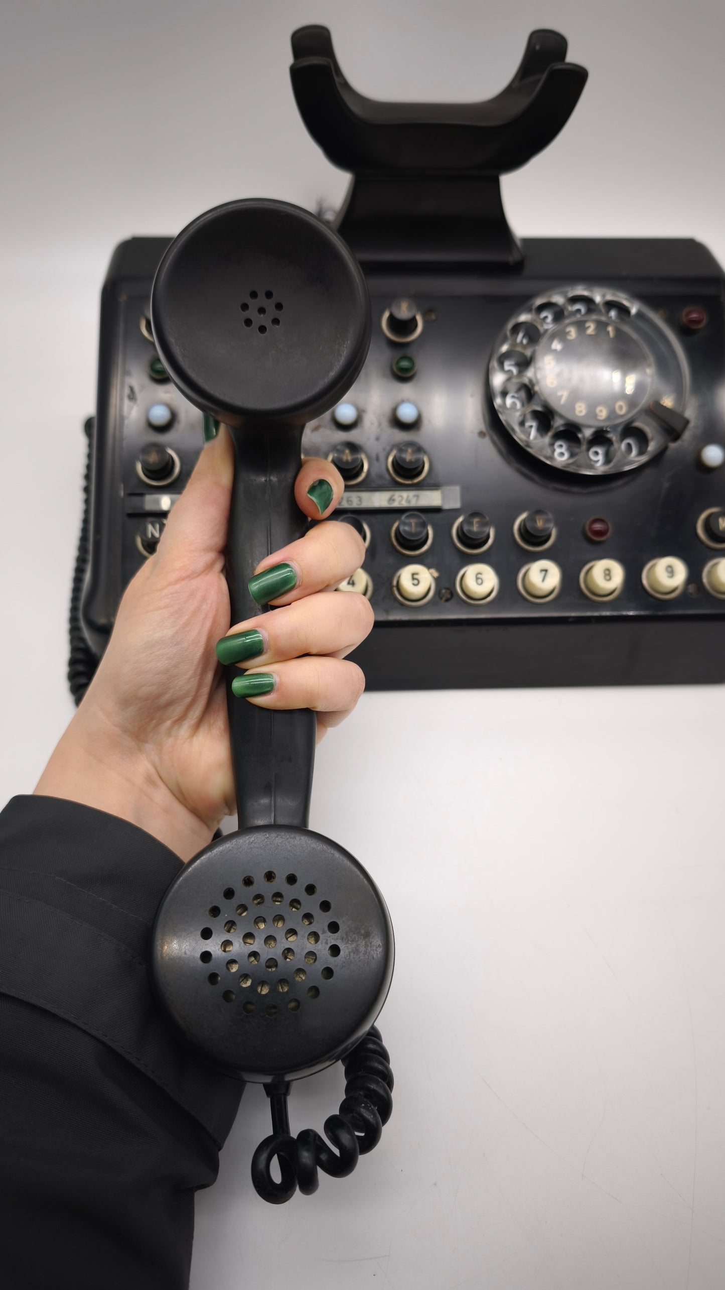 89064 Telefono centralino vintage Siemens nero in bachelite