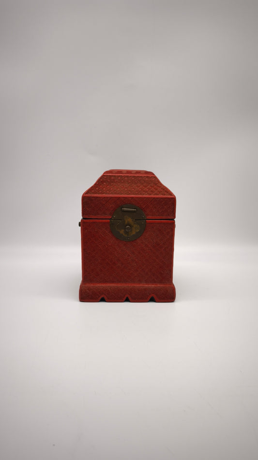 89012 Scatola cinese portagioie in lacca rossa