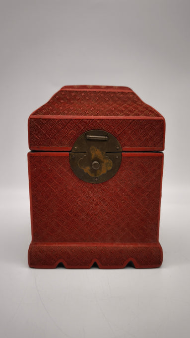 89012 Scatola cinese portagioie in lacca rossa