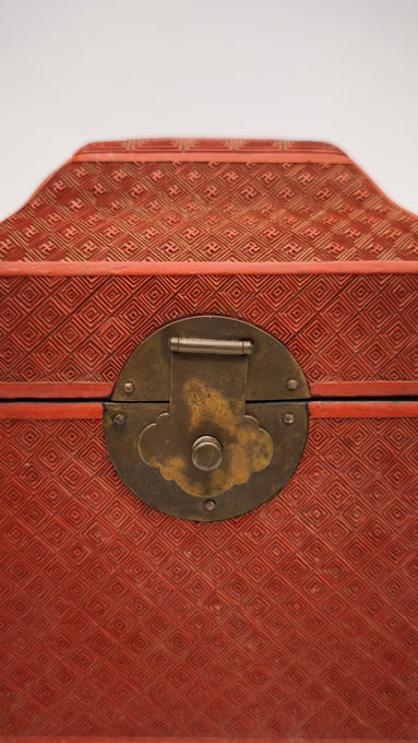 89012 Scatola cinese portagioie in lacca rossa