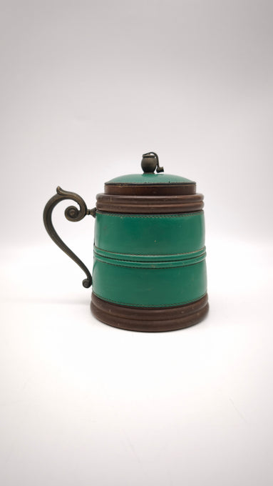 89010 Tabacchiera in legno e pelle verde